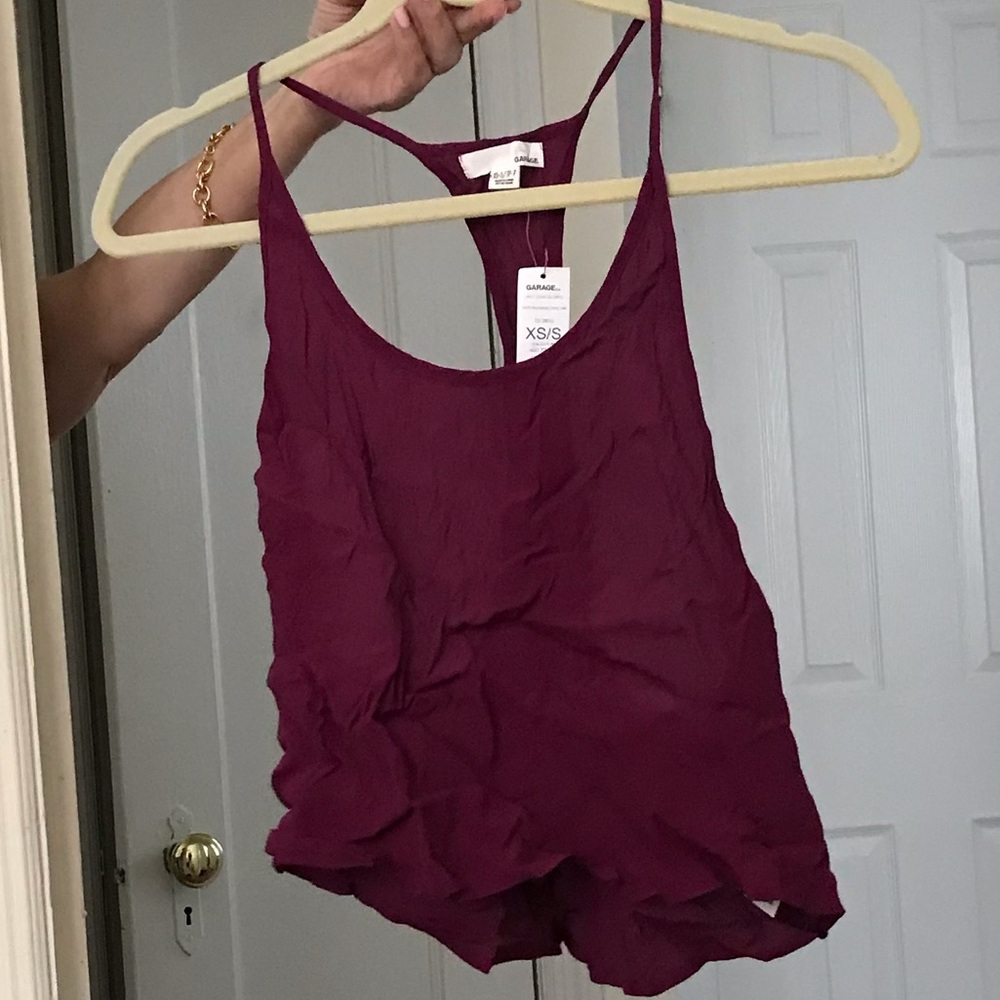 NEW Garage flowy tank top in magenta/wine